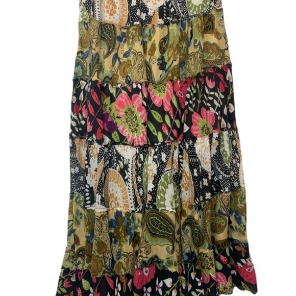 Vintage Tiara Peasant Cottage Core Floral Paisley Cotton Colorful Maxi Skirt - Picture 7 of 15